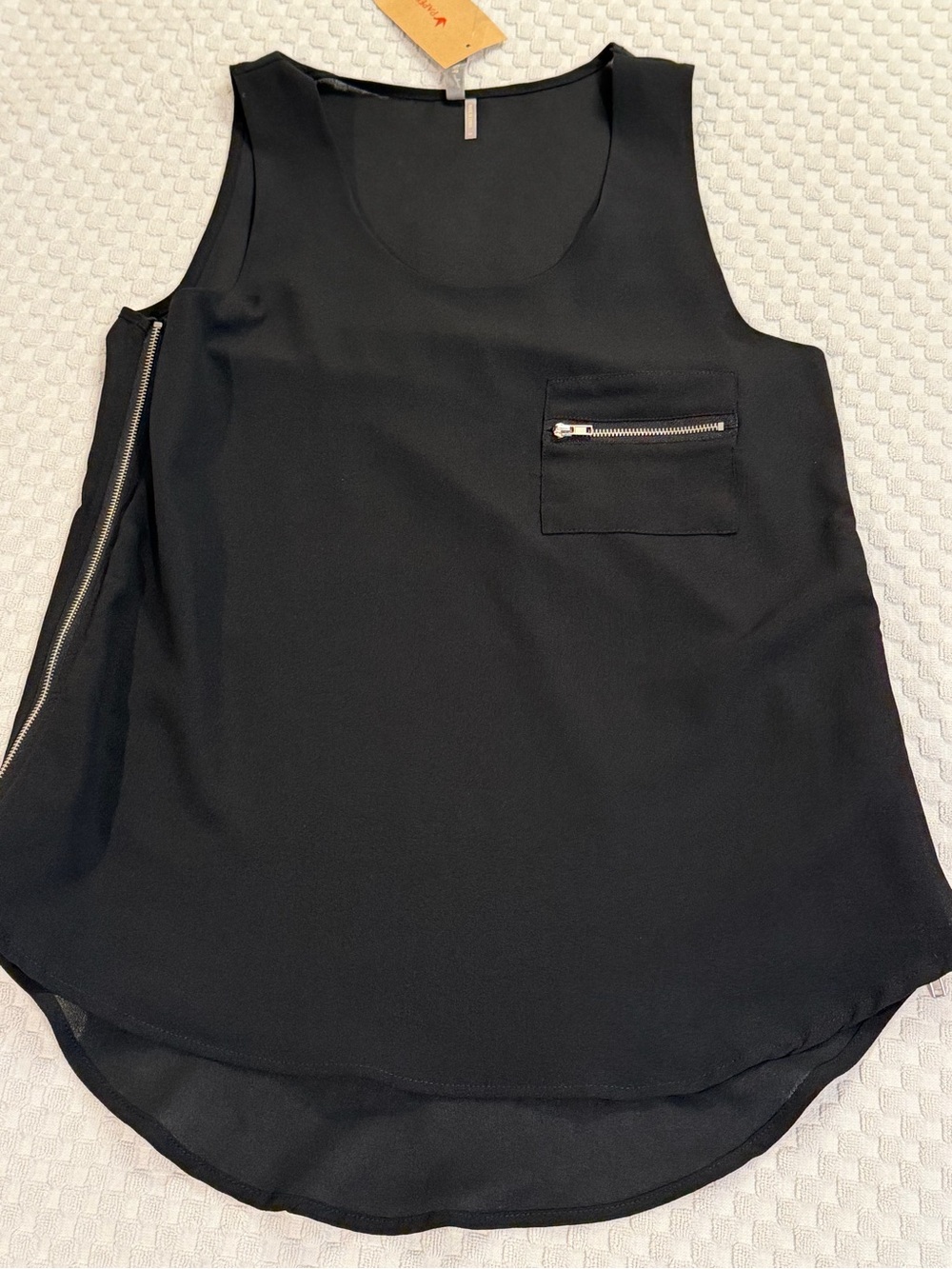 Paper Crane Black Sleeveless Zip-Pocket Camisole